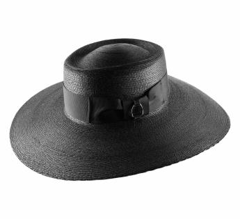 Chapeau paille large noir Boston Palma Imperial